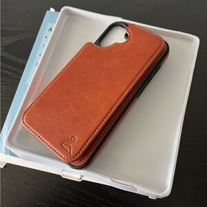 DJ Duck Designed iPhone 16 Plus Case Wallet with Card Holder- Light Brown